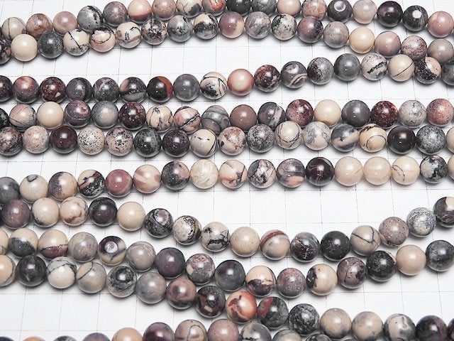 [Video] Red Picture Jasper Round 8mm 1strand beads (aprx.15inch / 37cm)