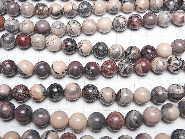 [Video] Red Picture Jasper Round 10mm half or 1strand beads (aprx.15inch / 36cm)