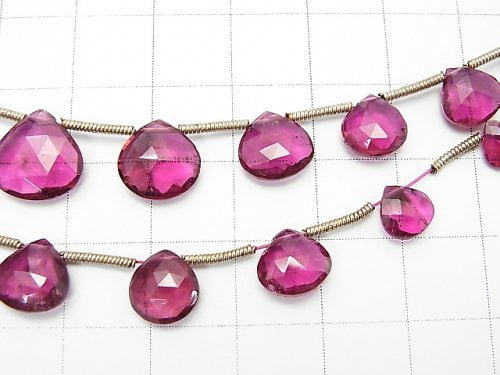 [Video] [One of a kind] High Quality Rubellite (Red Tourmaline) AAA - AAA- Chestnut Faceted Briolette 1strand beads (aprx.7inch / 18cm) NO.25