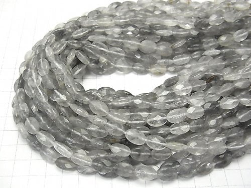 Gray Quartz AA Faceted Oval 12x8x4mm half or 1strand beads (aprx.15inch / 38cm)