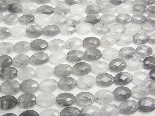 Gray Quartz AA Faceted Oval 14 x 10 x 5 mm half or 1 strand (aprx 15 inch / 38 cm)