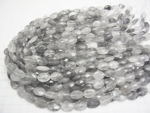 Gray Quartz AA Faceted Oval 14 x 10 x 5 mm half or 1 strand (aprx 15 inch / 38 cm)