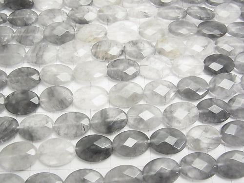 Gray Quartz AA Faceted Oval 18x13x5mm half or 1strand beads (aprx.15inch/37cm)