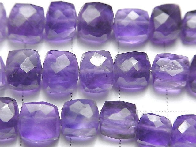 [Video] High Quality light color Amethyst AA ++ Cube Shape half or 1strand beads (aprx.7inch / 18 cm)