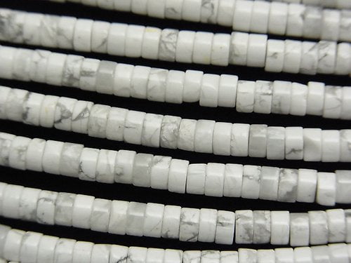 Howlite Magnesite, Roundel, Tube Gemstone Beads