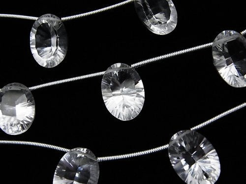 Concave Cut, Crystal Quartz, Oval Gemstone Beads