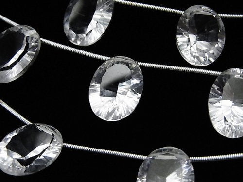 Concave Cut, Crystal Quartz, Oval Gemstone Beads