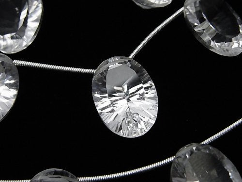 Concave Cut, Crystal Quartz, Oval Gemstone Beads