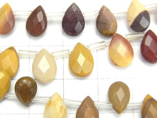 [Video] Mookaite  Faceted Pear Shape 10x7x4mm half or 1strand beads (aprx.15inch/38cm)