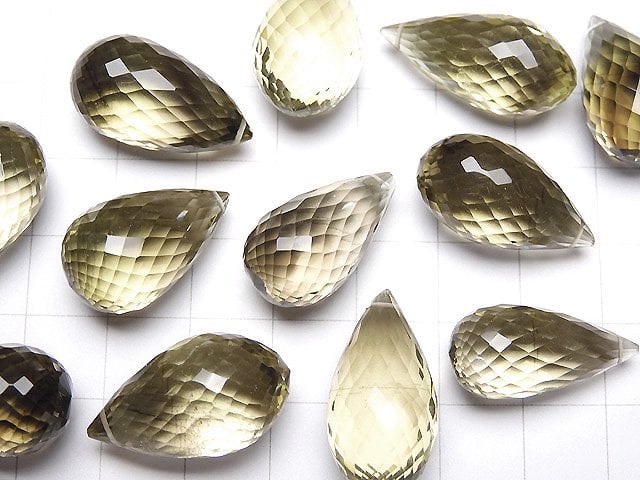 [Video] High Quality Smokey x Lemon Quartz AAA Drop Faceted Briolette 4pcs $39.99!