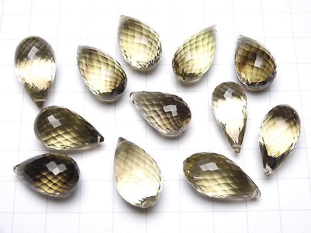 [Video] High Quality Smokey x Lemon Quartz AAA Drop Faceted Briolette 4pcs $39.99!