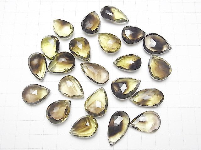 [Video] High Quality Lemon x Smoky Quartz AAA Pear shape Faceted Briolette 3pcs