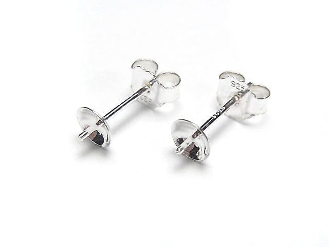 [Video]Silver925 Dish-mounted Direct-connect Earstuds & Earnuts [3mm][4mm][5mm][6mm][8mm] No coating 3pairs