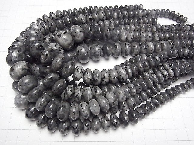 1strand $9.79! Larvikite Rondelle 10 - 20 mm size gradation 1 strand beads (aprx.15 inch / 38 cm)