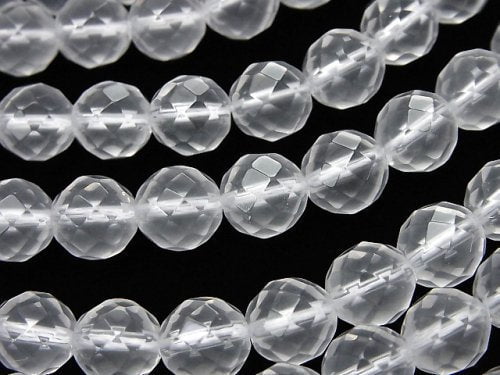 Faceted Round, Milky Quartz Gemstone Beads