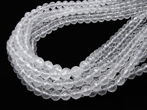 Milky Quartz AAA 64Faceted Round 8mm half or 1strand beads (aprx.15inch/38cm)