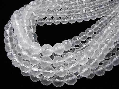 Milky Quartz AAA 64Faceted Round 10mm half or 1strand beads (aprx.15inch/38cm)