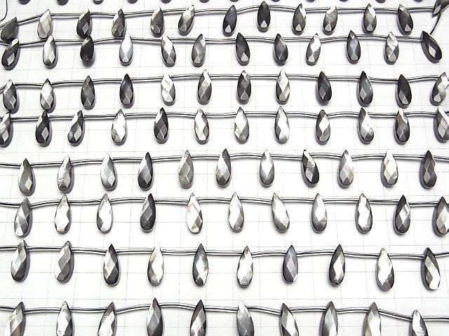 [Video] High-quality Black Shell (Black-lip Oyster) AAA Faceted Pear Shape 16x6mm 1/4 or 1-strand beads (approx. 15 inches/38 cm)