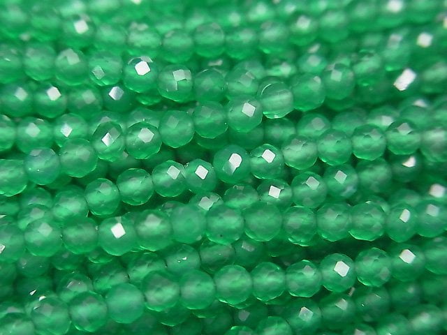 [Video]High Quality! Green Onyx AAA Faceted Round 3mm 1strand beads (aprx.15inch/37cm)