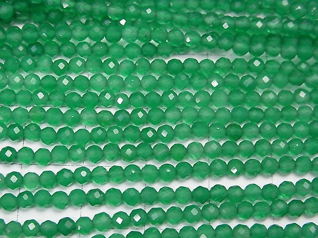 [Video]High Quality! Green Onyx AAA Faceted Round 3mm 1strand beads (aprx.15inch/37cm)