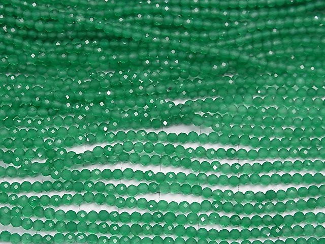 [Video]High Quality! Green Onyx AAA Faceted Round 3mm 1strand beads (aprx.15inch/37cm)