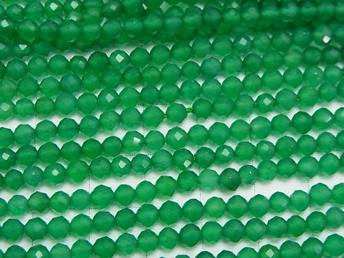 [Video] High Quality! Green Onyx AAA Faceted Round 4mm 1strand beads (aprx.15inch / 37cm)