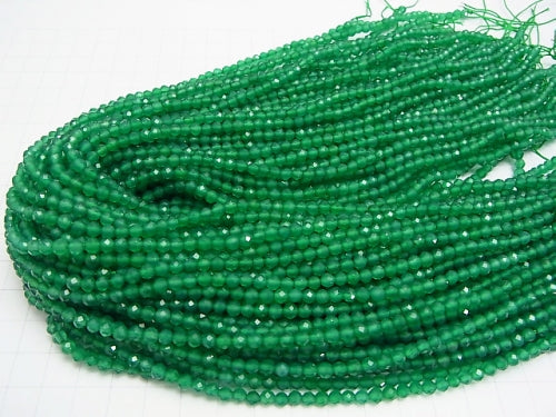 [Video] High Quality! Green Onyx AAA Faceted Round 4mm 1strand beads (aprx.15inch / 37cm)
