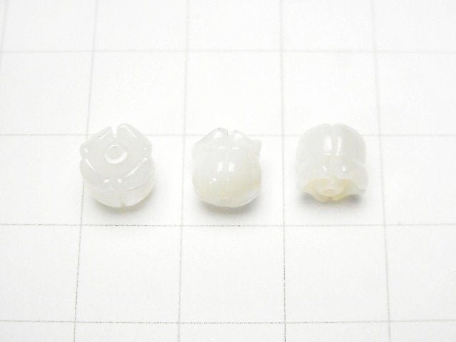 [Video] High Quality White Shell (Silver-lip Oyster) AAA Lily of the Valley (Flower) Motif 6x7x7mm 4pcs