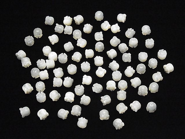[Video] High Quality White Shell (Silver-lip Oyster) AAA Lily of the Valley (Flower) Motif 6x7x7mm 4pcs