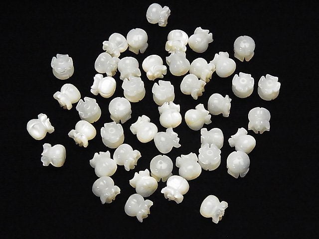 [Video] High Quality White Shell (Silver-lip Oyster) AAA Lily of the Valley Motif 8x7.5x7.5mm [Drilled Hole] 4pcs