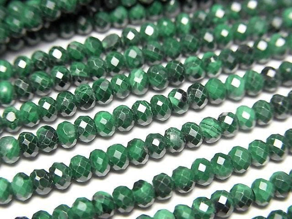 [Video]High Quality! Malachite AAA- Faceted Button Rondelle 3x3x2mm 1strand beads (aprx.15inch/38cm)