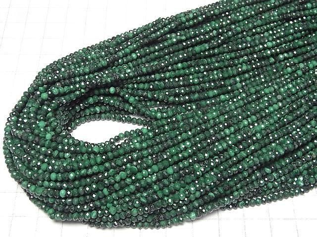 [Video]High Quality! Malachite AAA- Faceted Button Rondelle 3x3x2mm 1strand beads (aprx.15inch/38cm)