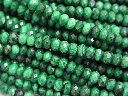 High Quality!  Malachite AAA- Faceted Button Roundel 4x4x3mm 1strand beads (aprx.15inch/38cm)