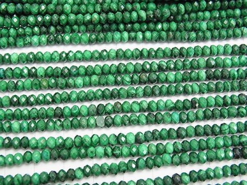 High Quality!  Malachite AAA- Faceted Button Roundel 4x4x3mm 1strand beads (aprx.15inch/38cm)