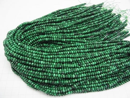 High Quality!  Malachite AAA- Faceted Button Roundel 4x4x3mm 1strand beads (aprx.15inch/38cm)