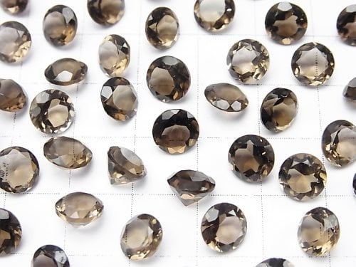 [Video]High Quality Smoky Quartz AAA Loose stone Round Faceted 7x7mm 5pcs