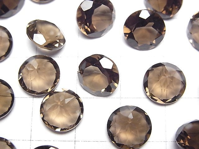 [Video]High Quality Smoky Quartz AAA Loose stone Round Faceted 10x10mm 3pcs