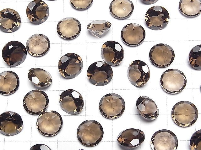 [Video]High Quality Smoky Quartz AAA Loose stone Round Faceted 10x10mm 3pcs