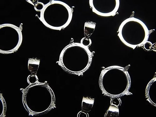 [Video] Silver925 Pendant Frame Round 8mm Rhodium Plated 1pc