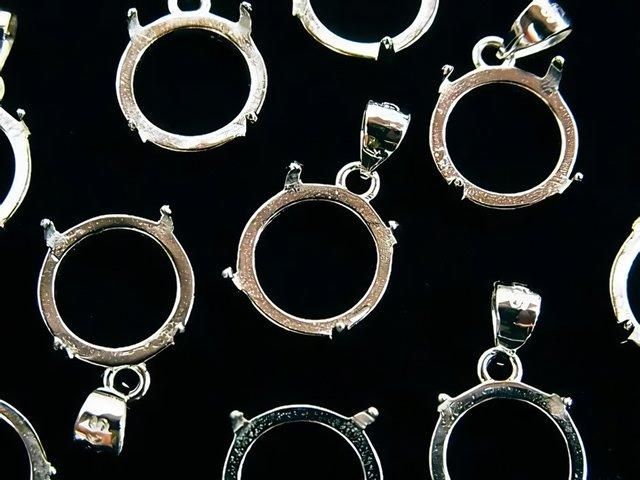 [Video] Silver925 Pendant Frame Round 10mm Rhodium Plated 1pc