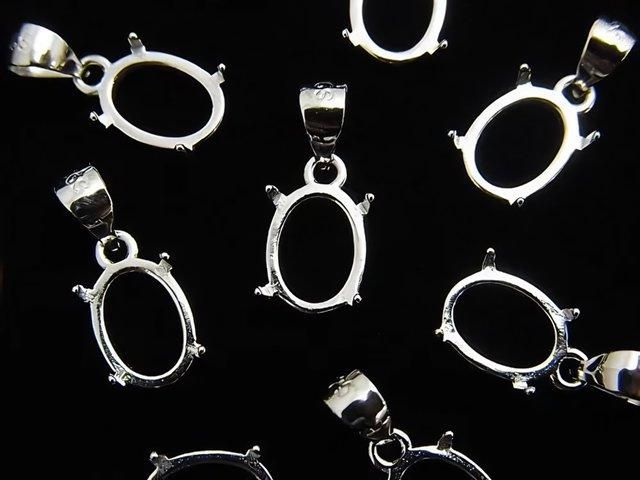 [Video] Silver925 Pendant Frame Oval 8x6mm Rhodium Plated 1pc