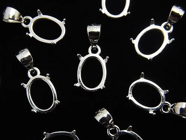 [Video]Silver925 Pendant Frame Oval 8x6mm Rhodium Plated 1pc