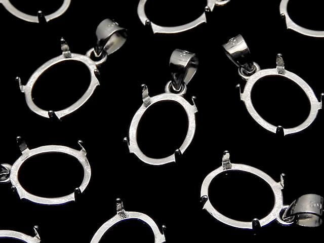 [Video] Silver925 Pendant Frame Oval 10x8mm Rhodium Plated 1pc