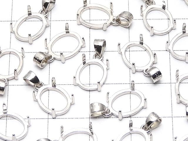 [Video]Silver925 Pendant Frame Oval 10x8mm Rhodium Plated 1pc