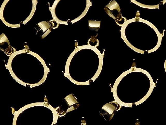 [Video] Silver925 Pendant Frame Oval 10x8mm 18KGP 1pc