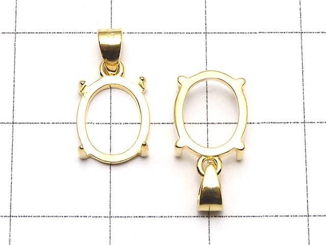 [Video]Silver925 Pendant Frame Oval 10x8mm 18KGP 1pc