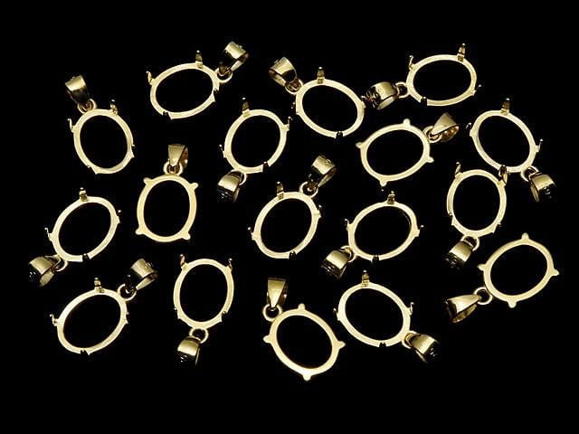[Video] Silver925 Pendant Frame Oval 10x8mm 18KGP 1pc