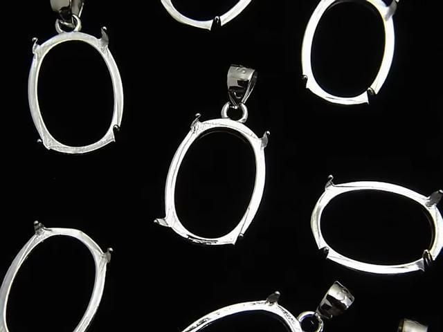 [Video] Silver925 Pendant Frame Oval 14x10mm Rhodium Plated 1pc
