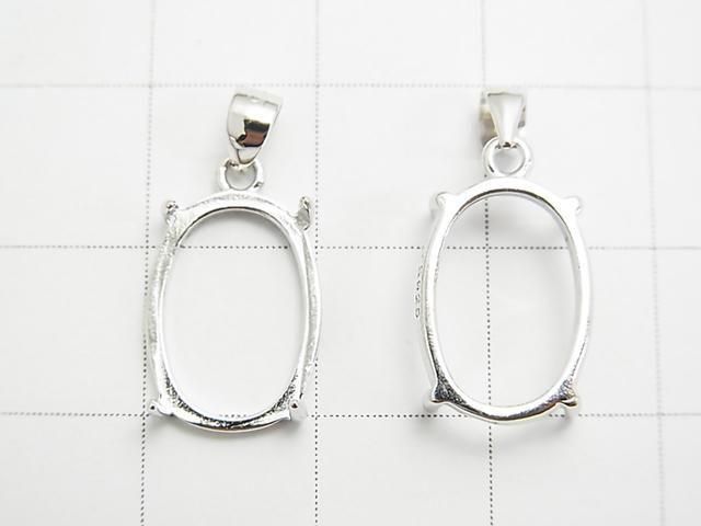[Video] Silver925 Pendant Frame Oval 14x10mm Rhodium Plated 1pc