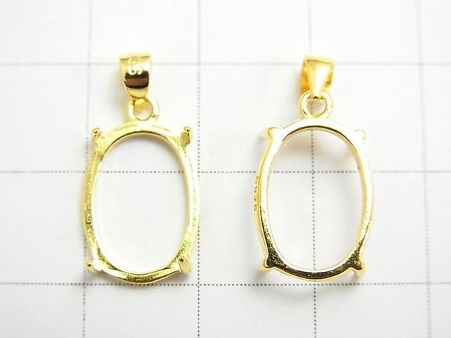 [Video] Silver925 Pendant Frame Oval 14x10mm 18KGP 1pc